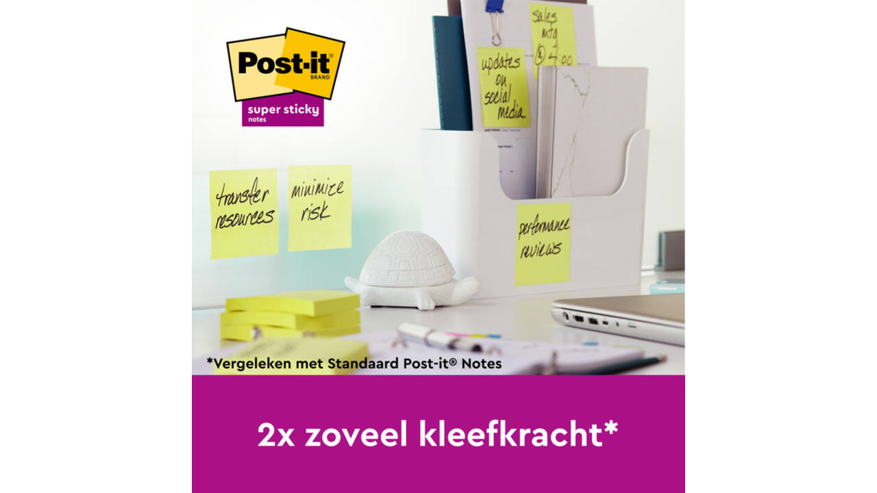 Memoblok 3M Post-it 654-SSCY Super Sticky 76x76mm geel voordeelpak