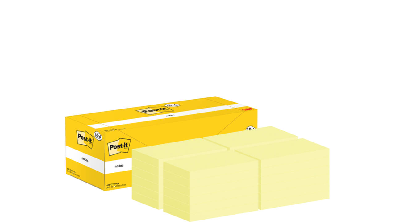 Memoblok 3M Post-it 655-CY 76x127mm geel voordeelpak