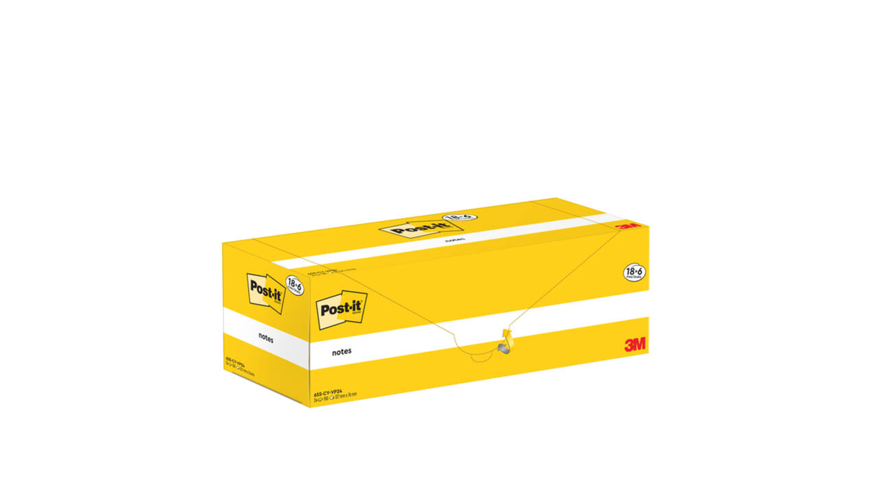 Memoblok 3M Post-it 655-CY 76x127mm geel voordeelpak