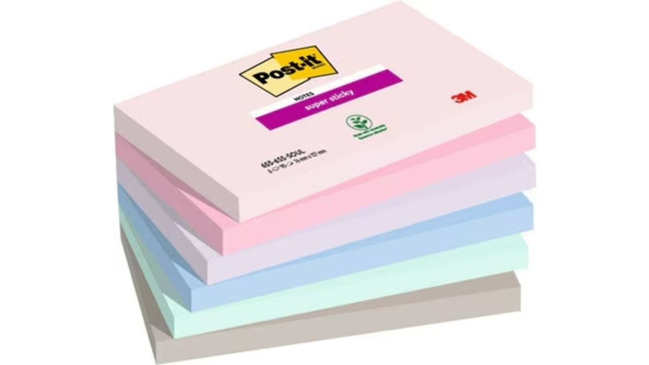 Memoblok 3M Post-it 655-6SS Super Sticky 76x127mm SOUL 6 stuks