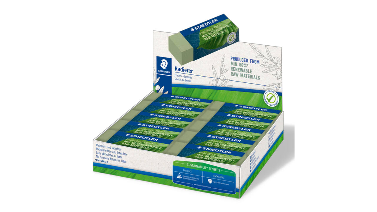 Gum Staedtler Eco 52680 65x23x10mm olijfgroen 20 stuks