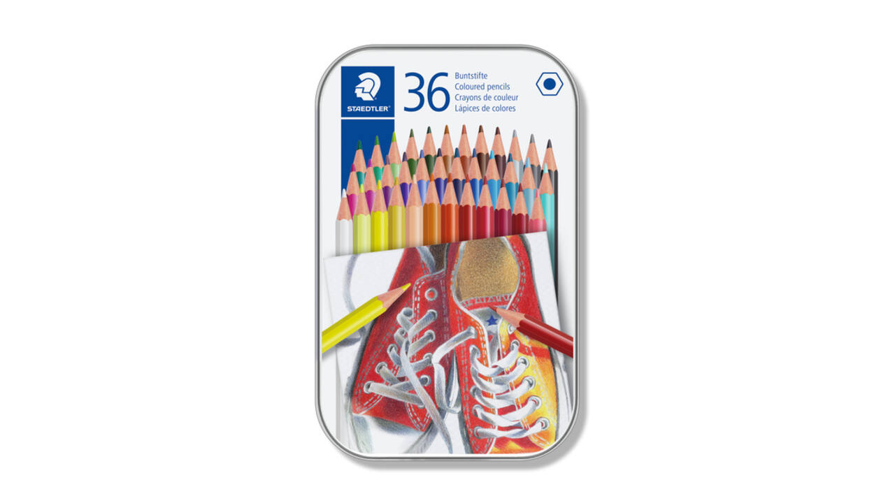 Kleurpotlood Staedtler 175 6kantig assorti blik à 36 kleuren