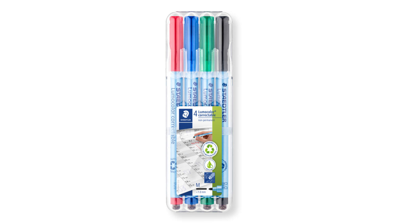 Viltstift Staedtler Lumocolor 305 non permanent correctable M ass 4st