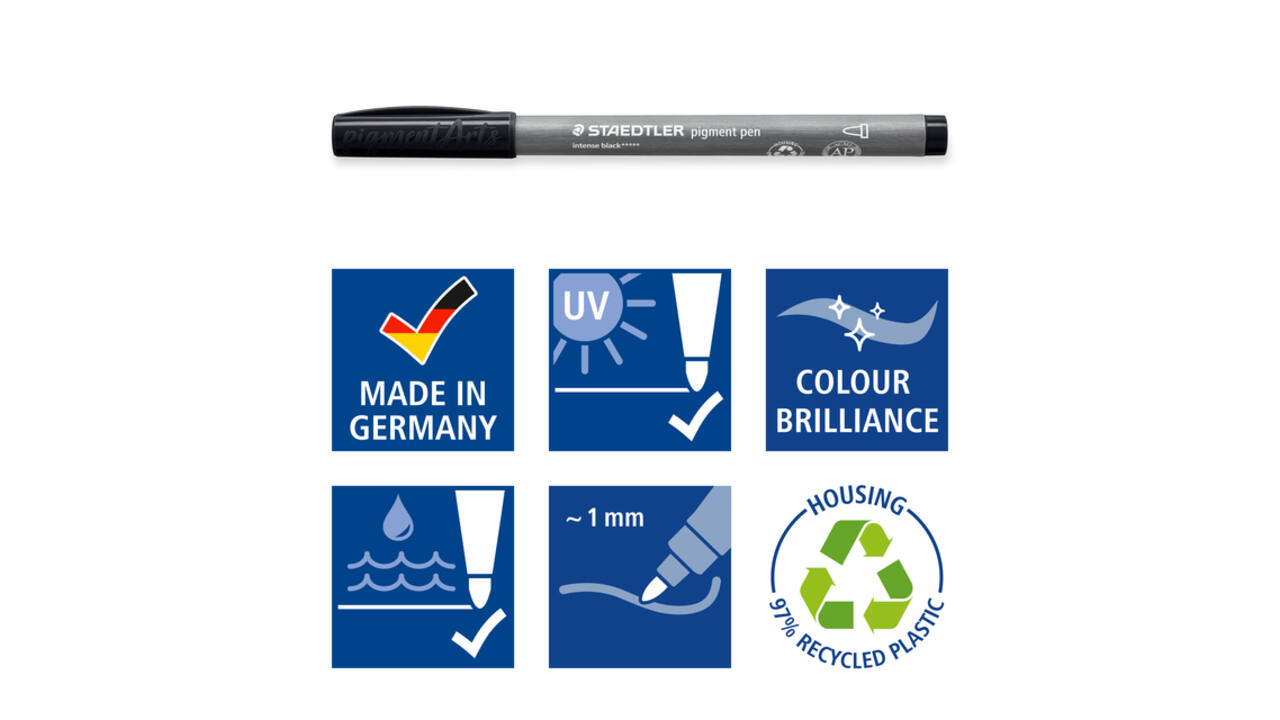 Fijnschrijver Staedtler PigmentArts Intens zwart