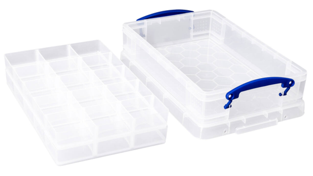 Opbergbox Really Useful 4 liter 30 vakken 395x255x88mm transparant wit