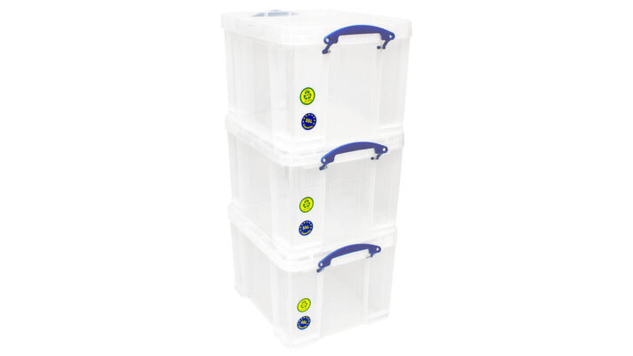 Opbergbox Really Useful 35 liter pak 3 dozen 480x390x310mm transparant wit