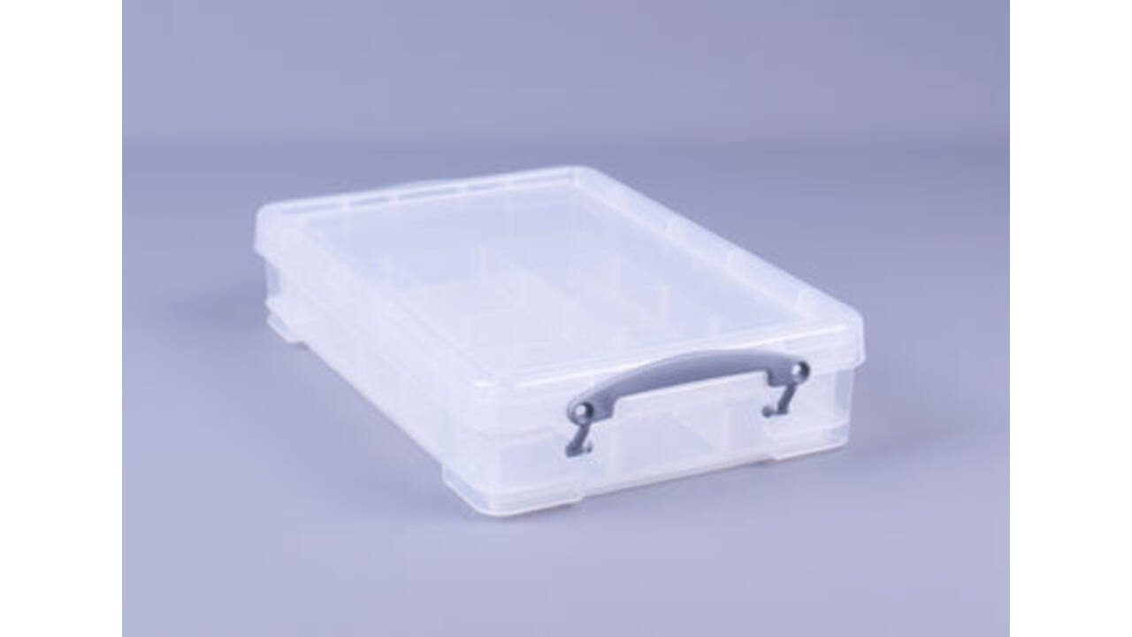 Opbergbox Really Useful 4 liter inclusief vakkenverdeler 395x255x88mm transparant wit