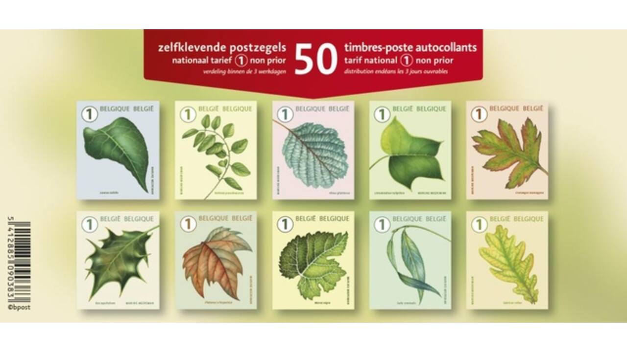 Postzegel Belgie Waarde 1 zelfklevend non-prior 5x10 stuks