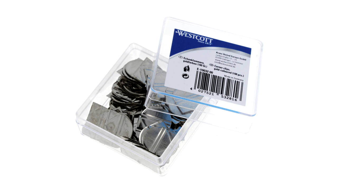 Hoekclips Westcott aluminium zilverkleurig doos à 100 stuks