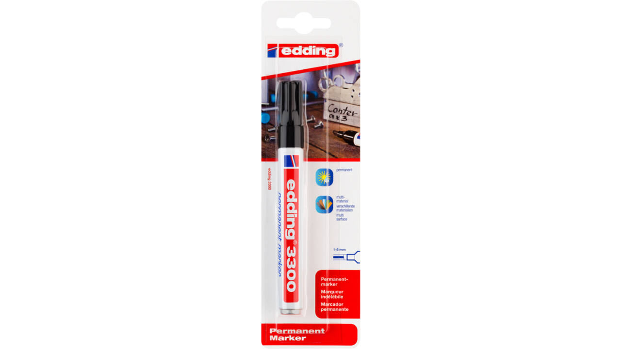 Viltstift edding 3300 schuin 1-5mm zwart blister à 1 stuk