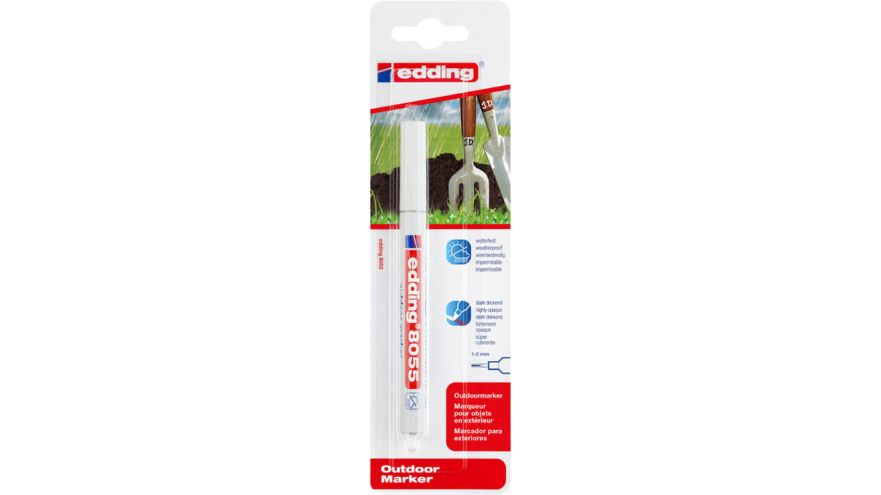 Viltstift edding 8055 outdoor 1-2mm wit blister à 1 stuk