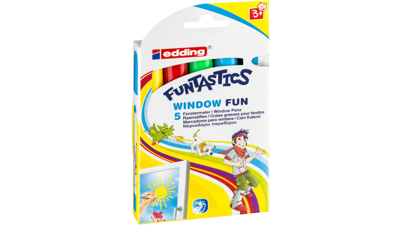 Krijtstift edding 16-5 Funtastics window fun assorti doos à 5 stuks