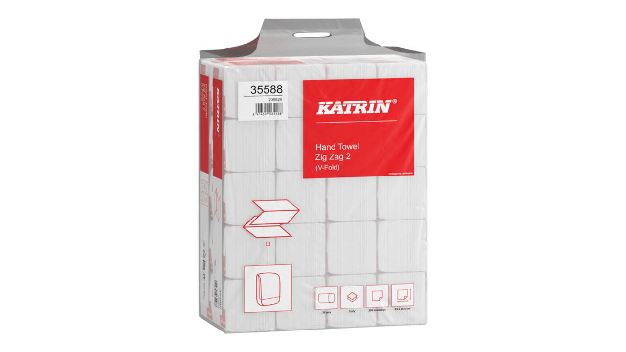 Handdoek Katrin z-vouw 2-laags 244x230mm 20x200 vel wit 35588
