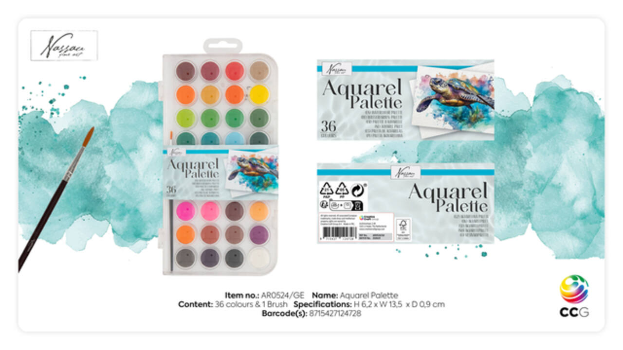 Aquarelverf Nassau fine art doos à 36 napjes