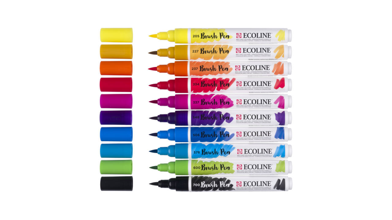 Brushpen Talens Ecoline set à 10 stuks primair