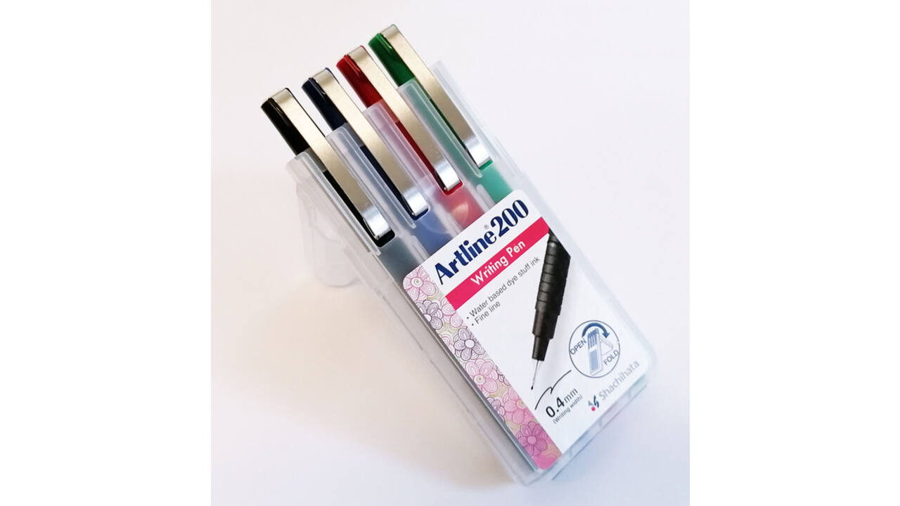 Fineliner Artline 200 rond fijn asssorti 4 stuks