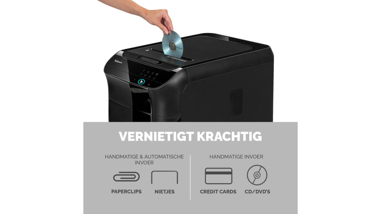 Papiervernietiger Fellowes Automax 450C snippers 4x38mm zwart