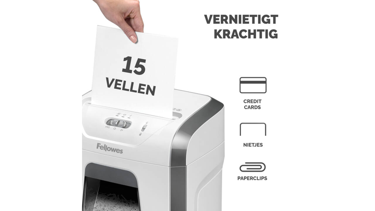 Papiervernietiger Fellowes Powershred 15C snippers 4x40mm wit