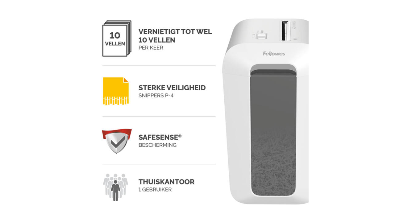 Papiervernietiger Fellowes Powershred LX65 snippers 4x40mm wit