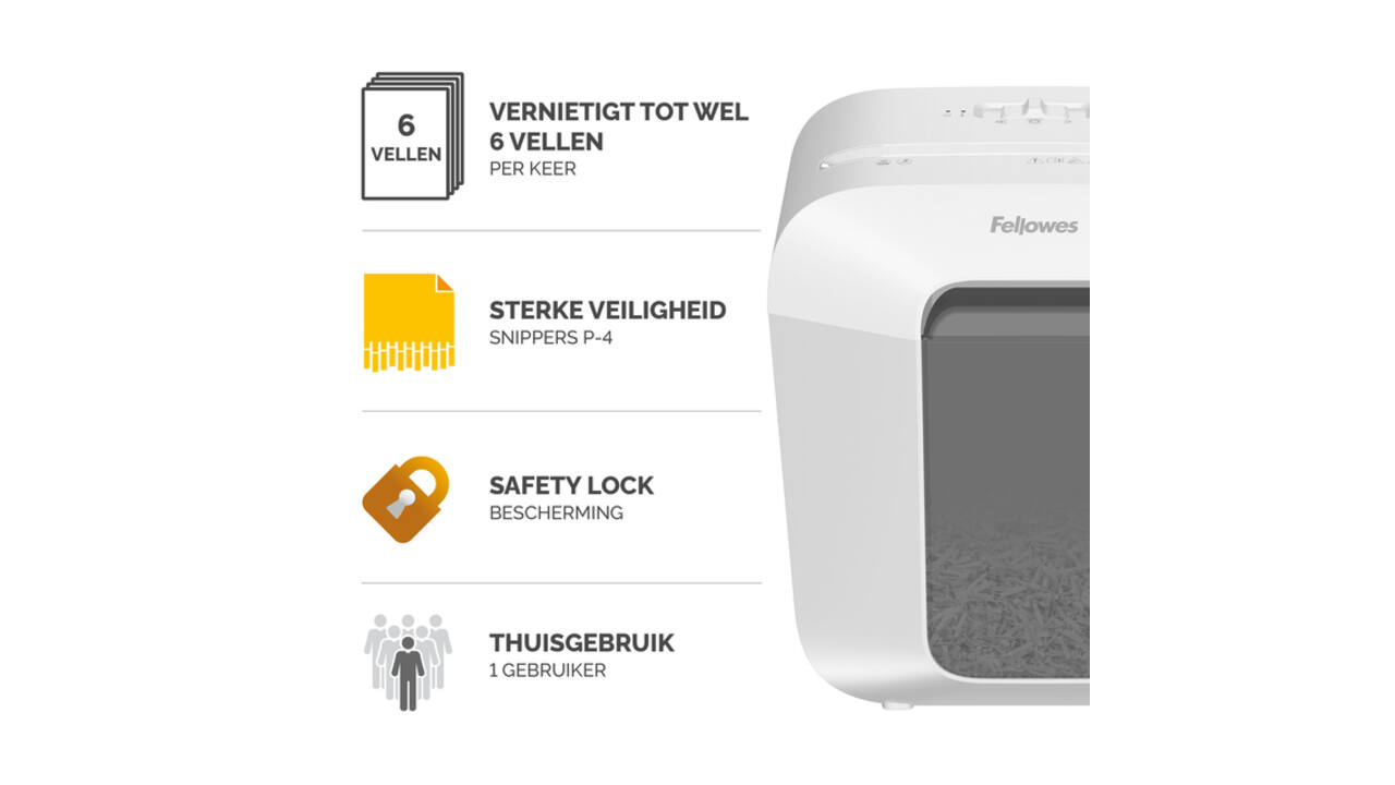 Papiervernietiger Fellowes Powershred LX25 snippers 4x37mm wit