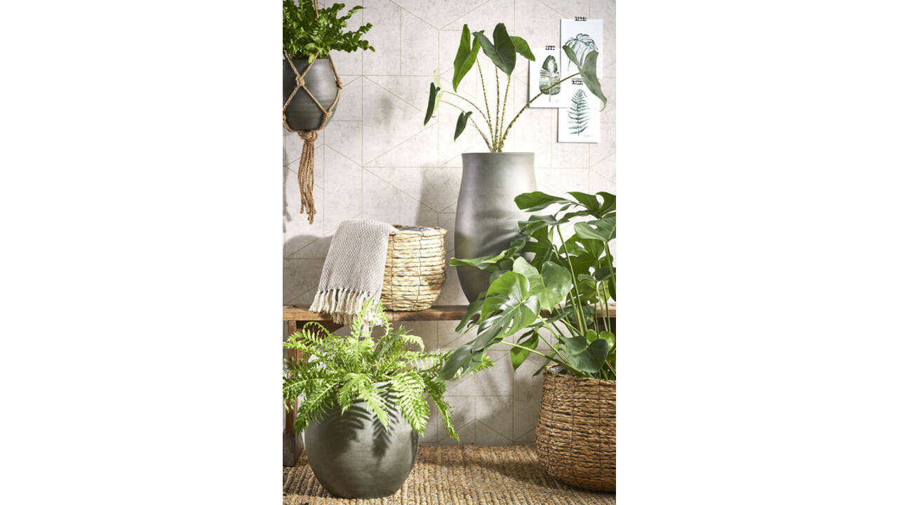 Plantenmand Mica Avalon zeegras rond 31x30cm lichtbruin