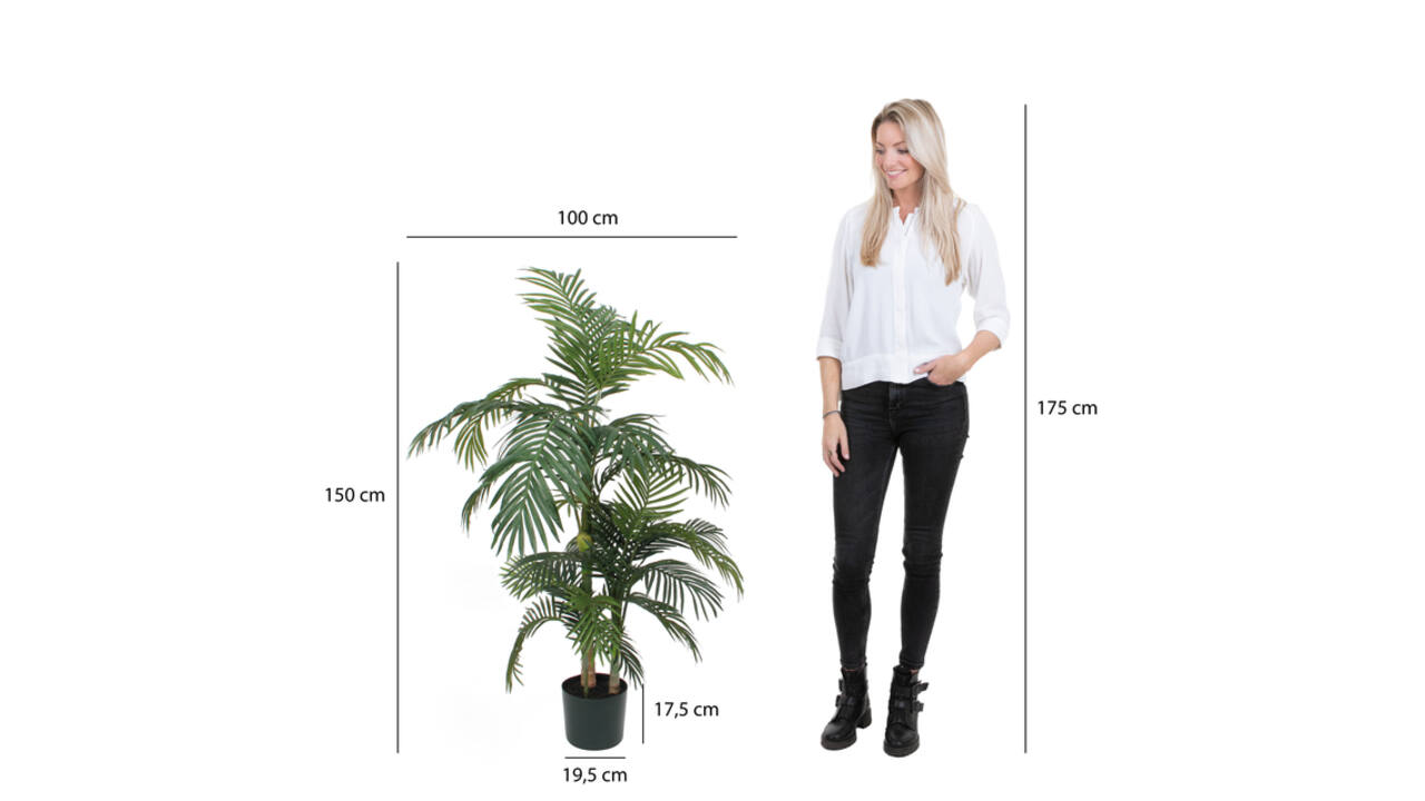 Kunstplant Mica Areca palm in plastic pot 150x100cm