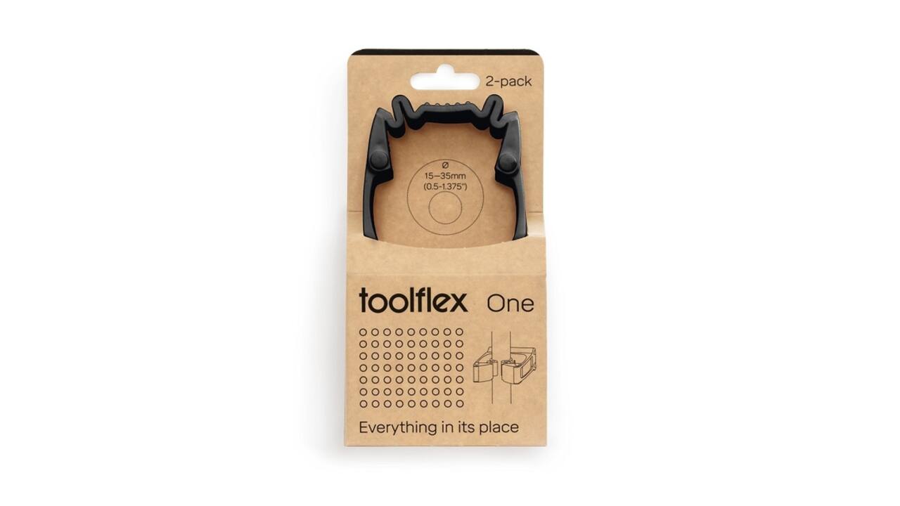Wandhouder Toolflex One 2 klemmen met adapter ø 15/35 mm zwart