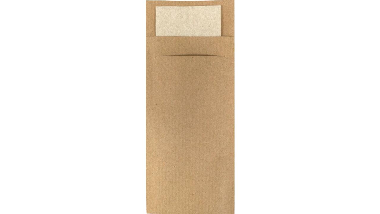 Bestekzakje IEZZY 190x85mm kraft met gerecycled servet 500st