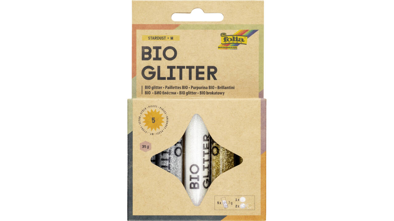 Glitterpoeder Bio Folia Stardust 7gr 5 stuks 3 kleuren