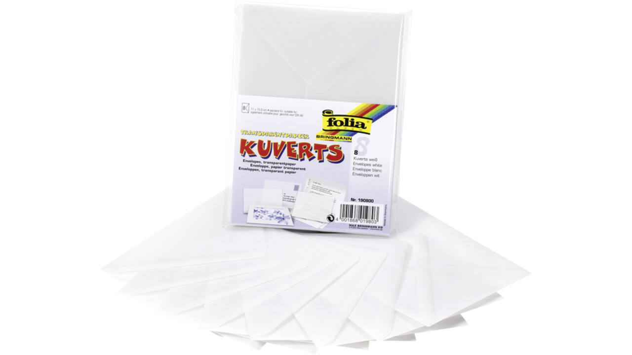 Envelop Folia A6 115gr set à 8 stuks transparant