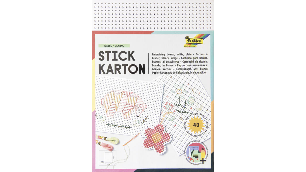 Borduurkaarten Folia 17.5 x x24.5cm 300gr 40 vel wit