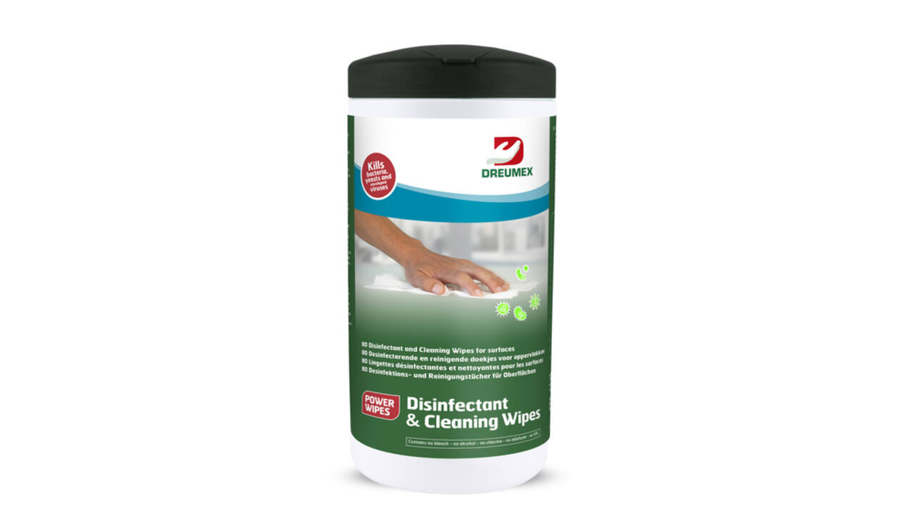 Desinfectiedoekjes Dreumex Disinfectant & Cleaning bus 80 stuks wit