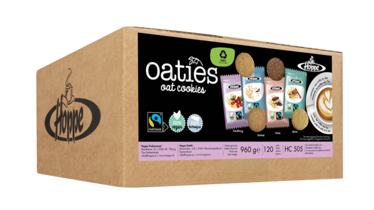 Haverkoek Hoppe Oaties fairtrade koekjesmix 120 stuks