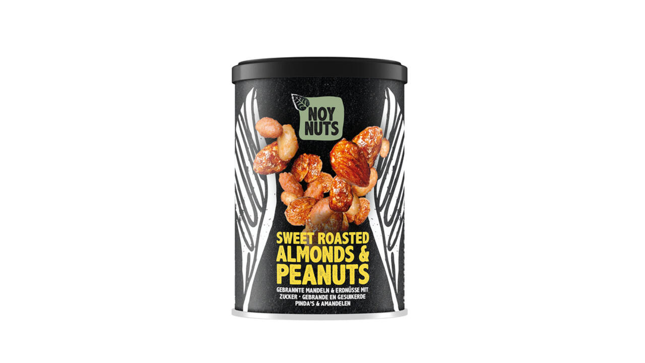 Pinda's NoyNuts gesuikerd en gebrand met amandelen blik 135 gram