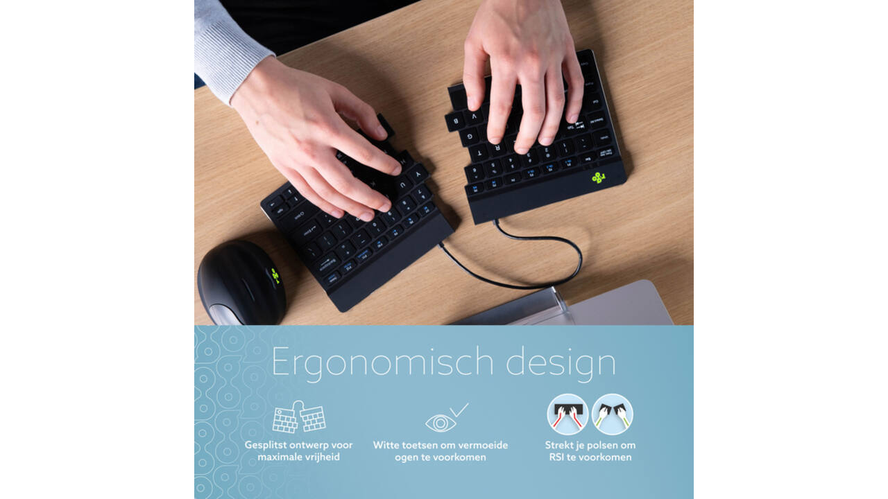 Toetsenbord R-Go Split Break QWERTY WL zwart