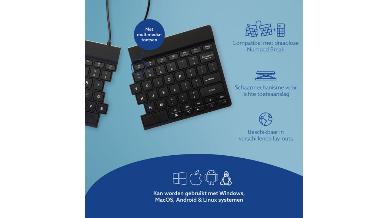 Toetsenbord R-Go Split Break QWERTY WL zwart