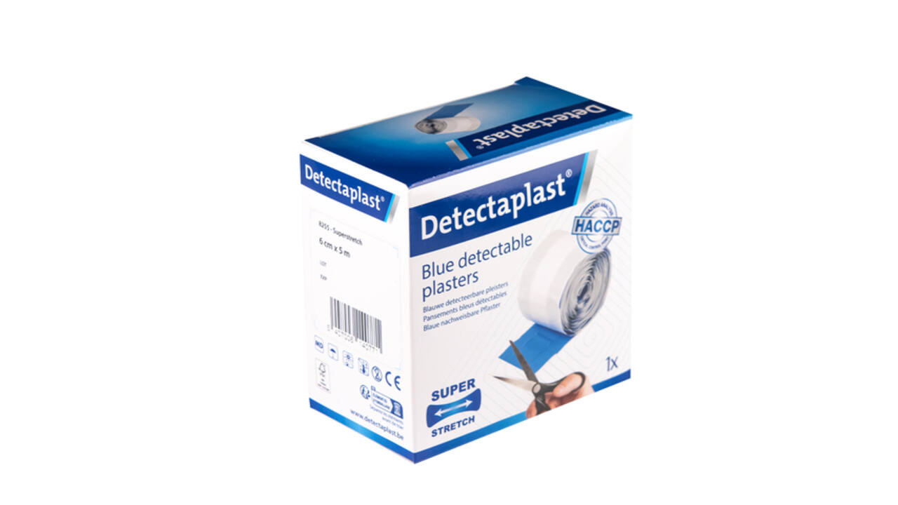 Elastische blauwe textielpleister Detectaplast 6cmx5m