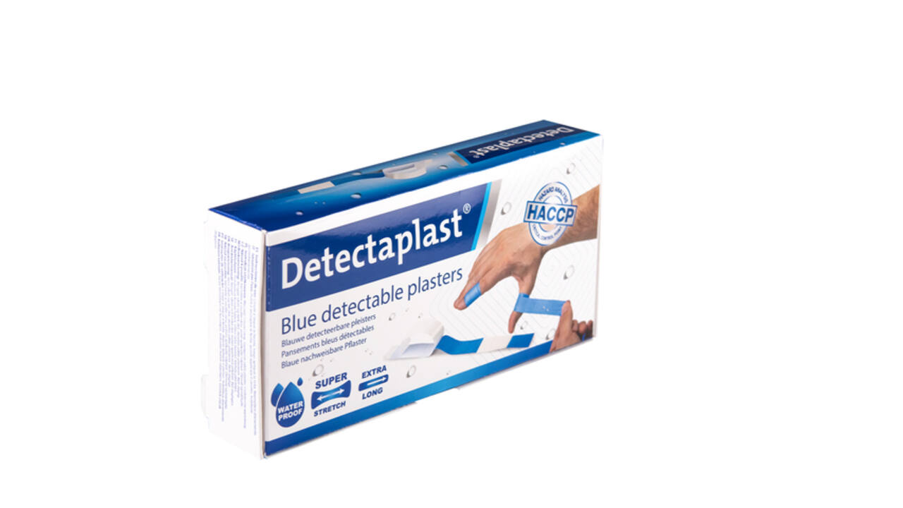 Waterafstotende blauwe pleister Detectaplast 180x20mm 100 stuks