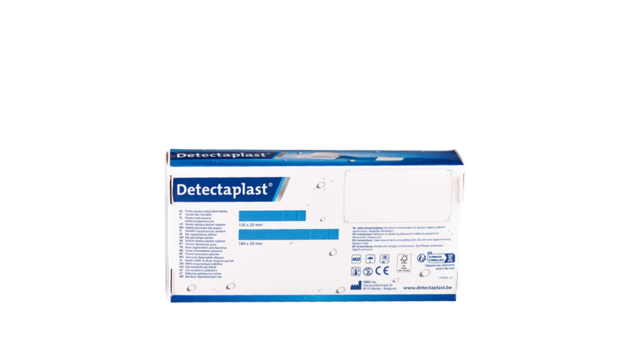 Waterafstotende blauwe pleister Detectaplast 180x20mm 100 stuks