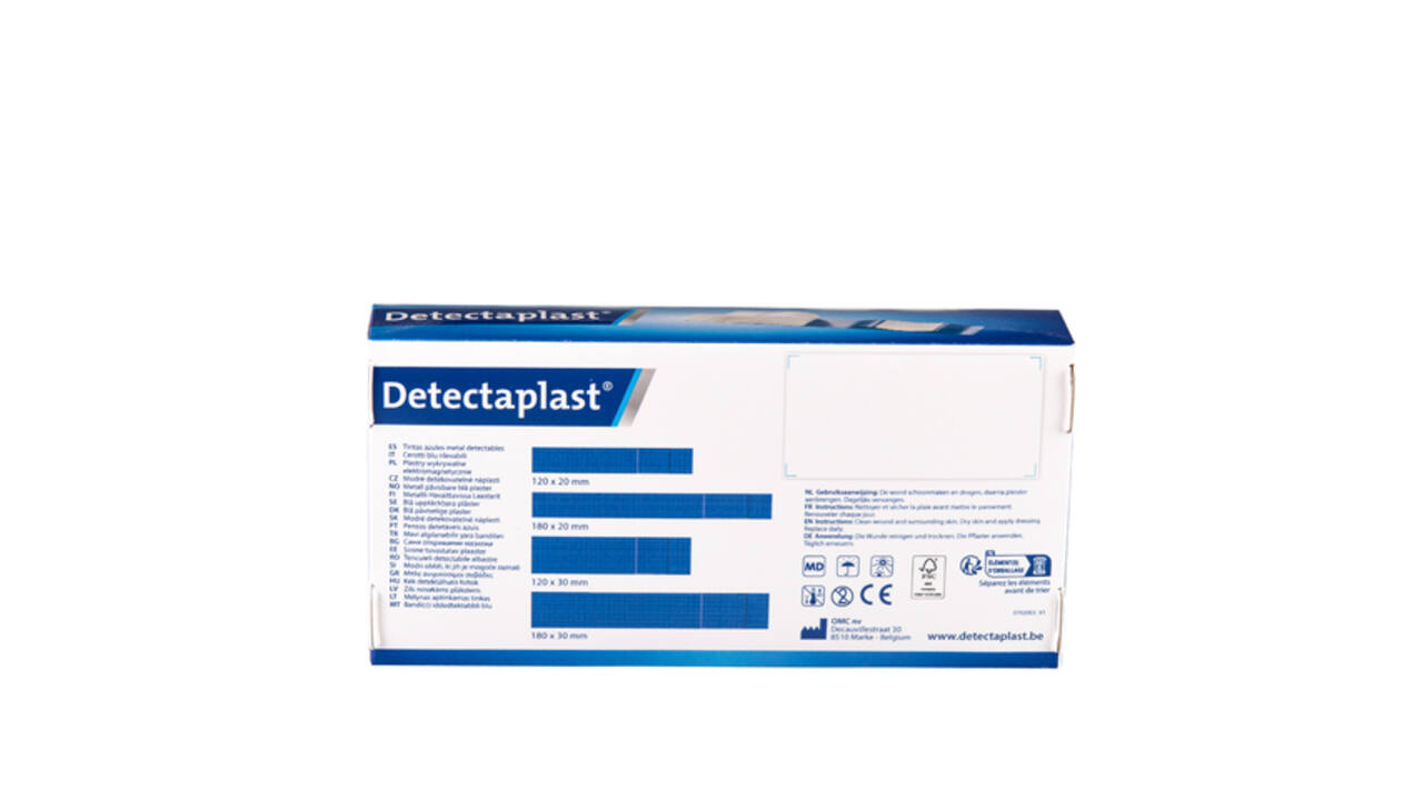 Elastische blauwe textielpleister Detectaplast 180x20mm 100 stuks