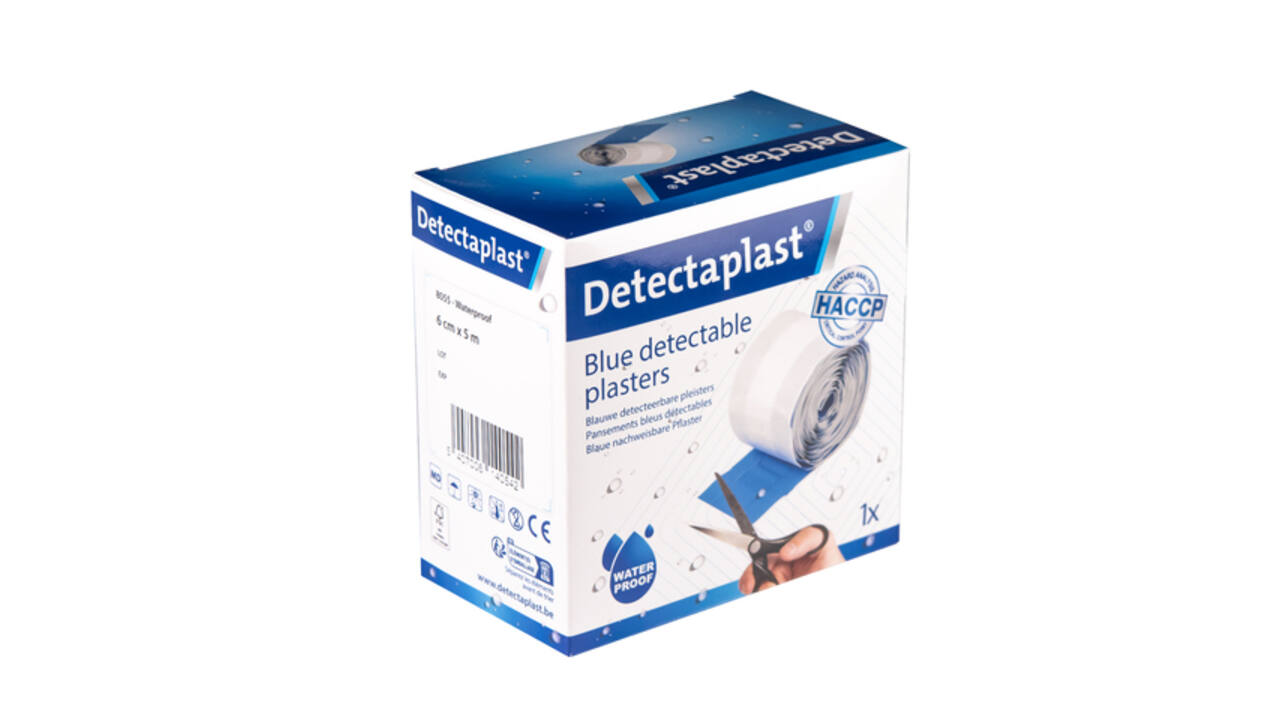 Waterafstotende blauwe pleister Detectaplast 6cmx5m
