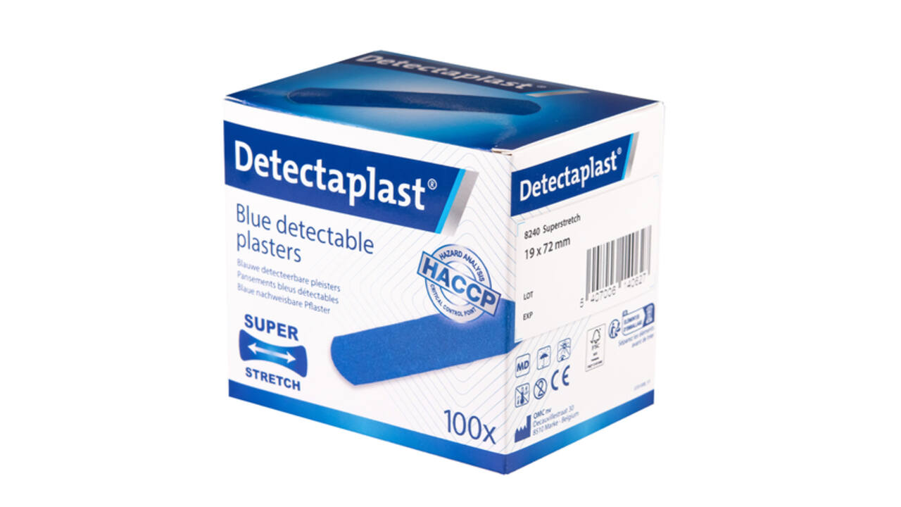 Elastische blauwe textielpleister Detectaplast 19x72mm 100 stuks