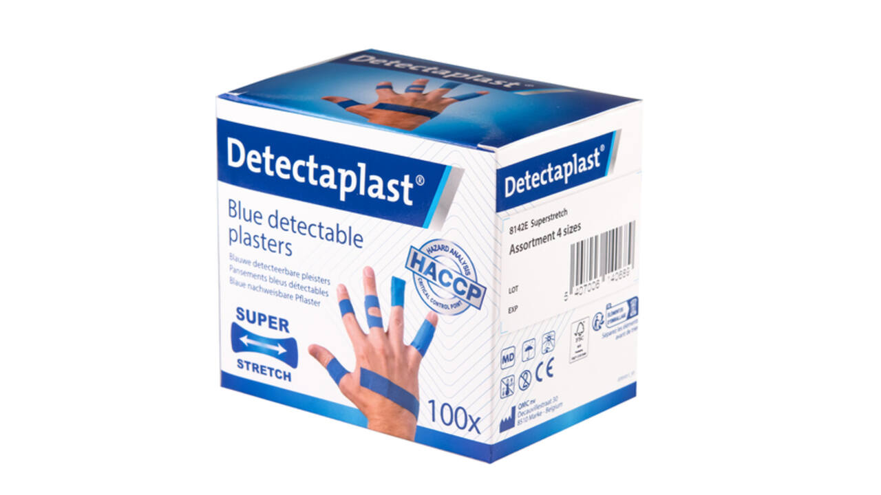 Elastische blauwe textielpleister Detectaplast assorti 100 stuks