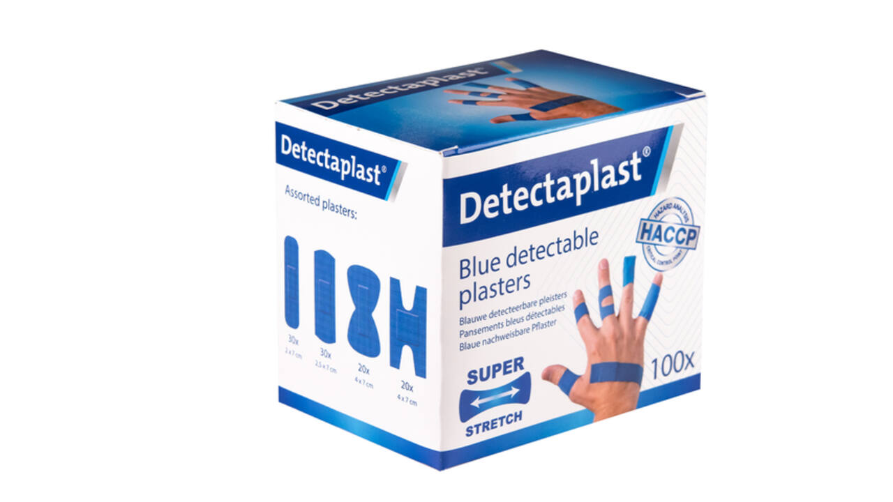 Elastische blauwe textielpleister Detectaplast assorti 100 stuks