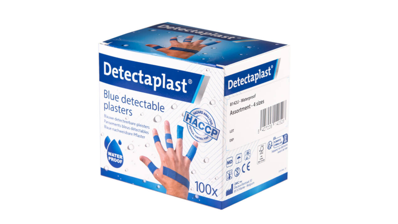 Waterafstotende blauwe pleister Detectaplast assorti 100 stuks