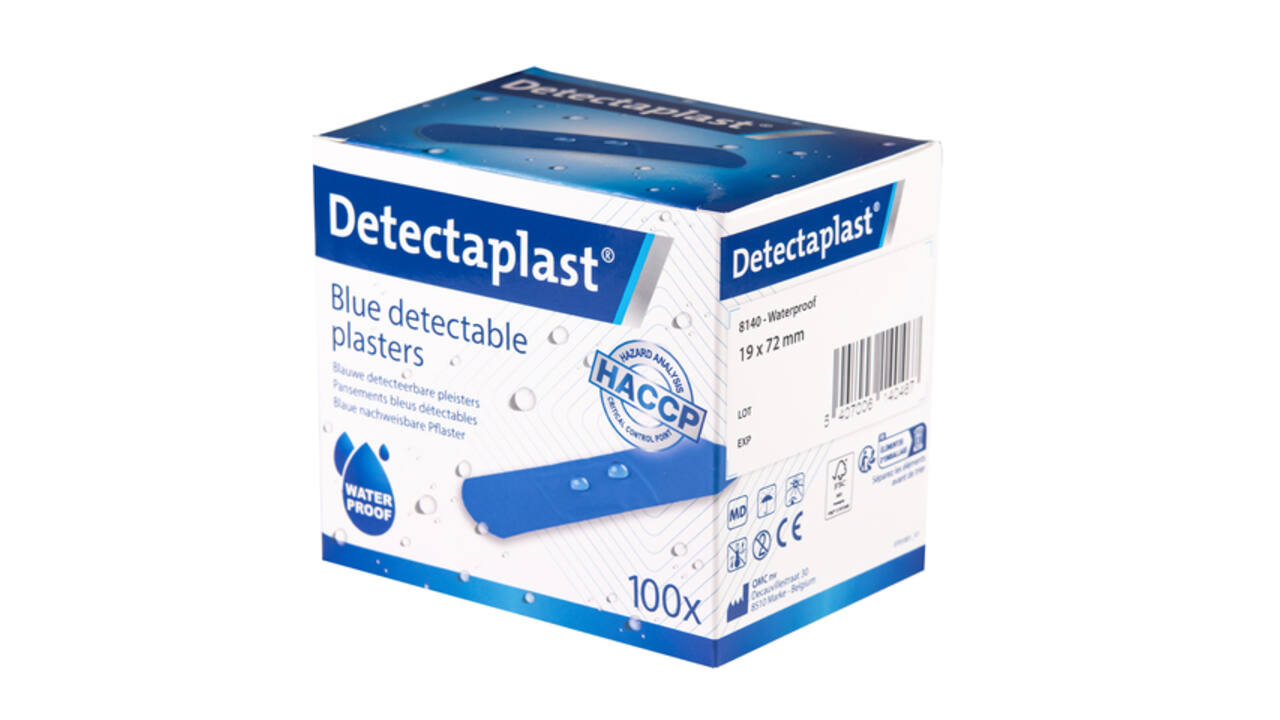 Waterafstotende blauwe pleister Detectaplast 19x72mm 100 stuks