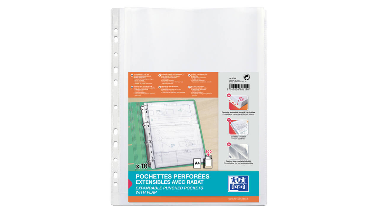 Showtas Oxford A4 PP 200µ glashelder met sluitklep 10 stuks
