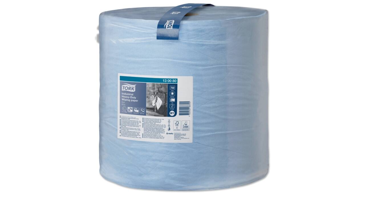 Poetspapier Tork W1 Heavy-Duty Industrial Premium 3-laags 750 vel blauw 130080