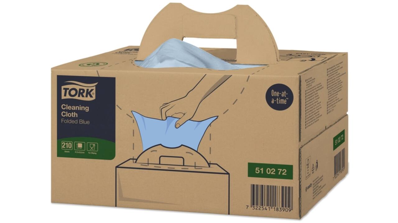 Reinigingsdoek Tork W7 Premium dispenserdoos 1-laags 210 vel blauw 510272