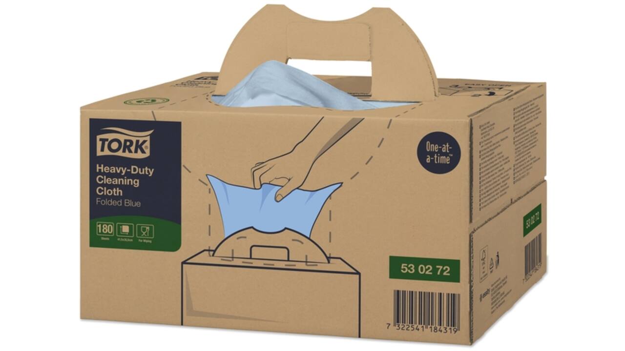 Reinigingsdoek Tork W7 Premium Heavy-Duty dispenserdoos 1-laags 180 vel blauw 530272